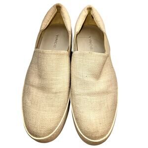 Vince Warren 7.5 Platform Neutral Slip -On Linen Women's Shoe Cream 7 1/2